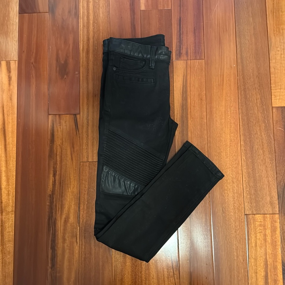 Textured black skinny jeans